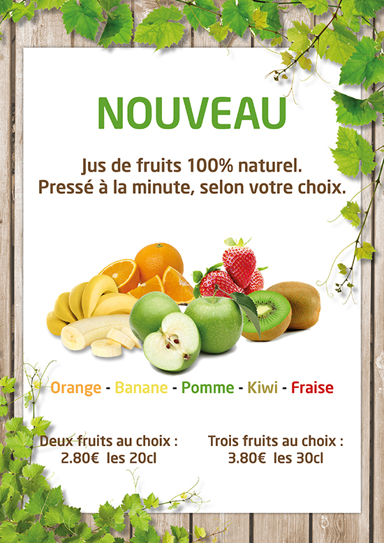 Affiche promotionnelle Jus de fruits
